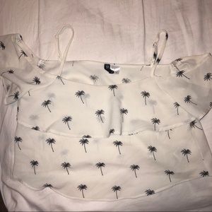 H&M off the shoulder crop top, white&black